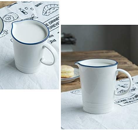 Miniatura 3 de CHOOLD Crema de cerámica estilo azul y blanco azul marino con asa, jarra de crema de leche de café para cocina