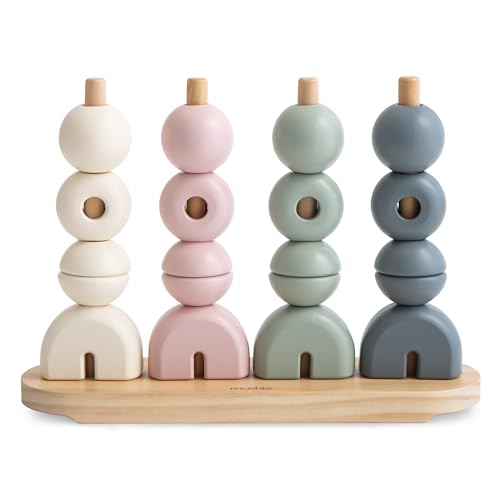 Image of mushie Wooden Multi Shape Stacker | for Kids 3 Years+ | Preschool Educational & Toddler Montessori Toys (Original)