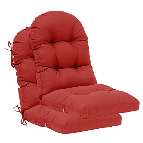 Image of QILLOWAY Outdoor High Back Chair Cushion for Adirondack, All Weather Rocking Chair Cushions Thick Padded Replacement for Patio Furniture Set of 2,Red