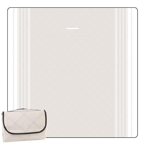 DEWUR Coperta da picnic, impermeabile, lavabile, coperta da spiaggia, senza sabbia, XXL, telo da spiaggia, isolante, con fondo impermeabile (Khaki, 200 x 200 cm)