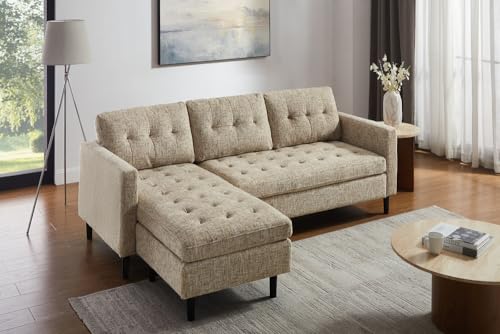 Riess Ambiente Modernes Ecksofa Stockholm - 220cm - beige - L Couch aus Strickstoff mit Federkern 3-Sitzer-Sofa – Bild 4