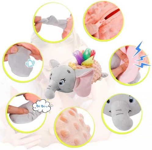 Baby Tissue Box Toy Elephant - Baby Sensory Toys Infant 0-6 Months Toddler Montessori Toy for Babies Tissue Box 6-12 Months Early Learning Educational Newborns Gifts Boys Girls
