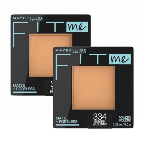 Maybelline New York Fit Me Matte + Poreless Powder Makeup, Warm Sun, 0.28 Ounce, Pack of 1, 334 WARM SUN (Pack of 2)