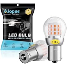 Alopee 1156 LED Bulb Amber 10-30V DC 1156 Bulb Replacement for 1141 1003 7506 P21W Blinker Light, Turn Signal Bulb 3014 Chips, Non Polarity, Pack of 2