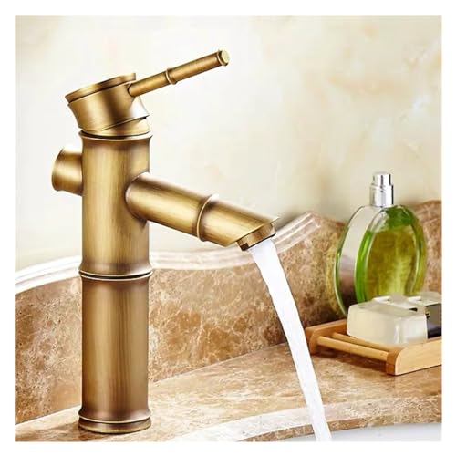 Grifo de baño de cascada vintage mono-orificio en cobre para lavabo rústico