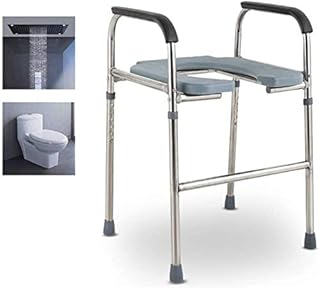 MLAD 3 en 1 con Orinal Largo de la Mujer Embarazada de Asiento de Inodoro con los Brazos, Ancianos Deluxe Baño de Acero Inoxidable Silla con Orinal 94
