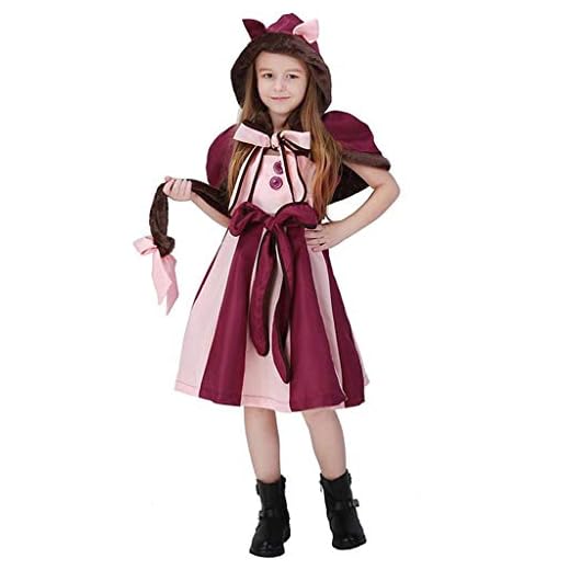 Baipin 2 Piezas Traje de Cosplay Disfraz de Gato, Alicia En El País De Las Maravillas Traje De Cosplay De Gato Morado para Niña Altura 110-120cm