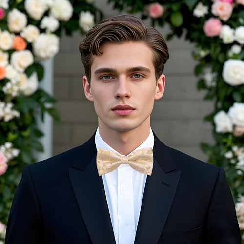 Image of YourTies Bow Ties for Men Pretied Bowties Solid Color Satin Bow Tie Formal Business Tuxedo Wedding Party Prom