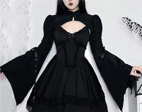 TOMETO STAR Bolero Shrug Tops for Women Goth Flare Sleeve Shrugs3