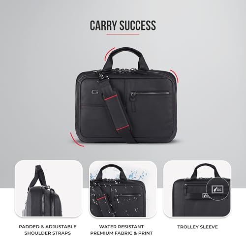 Image of Gear Professional 16L /12 inch Small Faux Leather Water Resistant Laptop Briefcase /Office Bag /Laptop Messenger Bag for Men /Women(Black-Red)