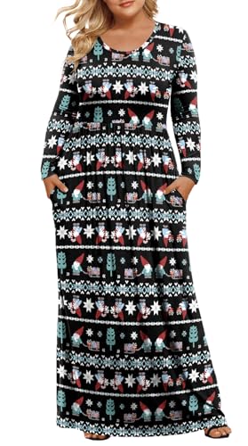 LONGYUAN Women Plus Size Dresses Christmas Casual Long Sleeve Comfy
