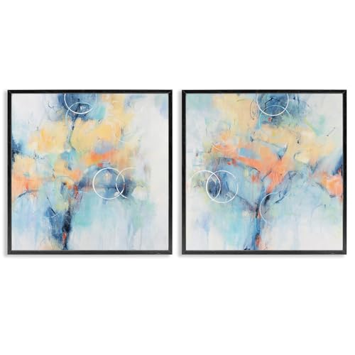 Stupell Industries Abstract Flower Blossoms Layered Circle Shapes Pattern, Design by Tim OToole, 17 x 17, Black Framed