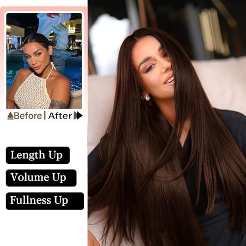 Image of Tape in Hair Extensions,20pcs 50g 24 Inch Medium Auburn Hair Extensions Straight Tape in Extensions Double Sided for Skin Weft Synthetic Hair