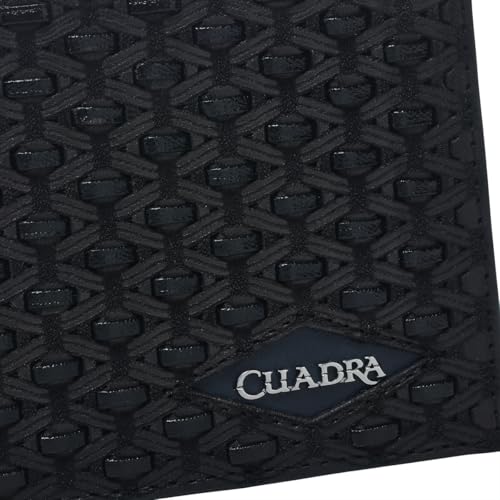 Cuadra Men's Leather Bifold Wallet, Black Geometric Pattern (Oxford)2