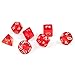 Produktbild shibby 7 polyedrische Würfel für Rollen- und Tabletopspiele in transparent / rot mit Beutel, 60016584