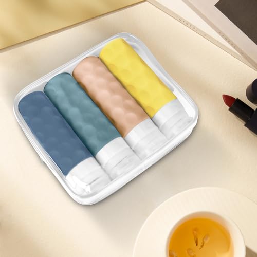Image of Silevoler Travel Bottles for Toiletries, 4pcs Tsa Approved 3oz Travel Size Containers, BPA Free Leak Proof Premium Silicone Bottles, Refillable Liquid Squeezable Accessories W /Toiletry Bag(Bright)