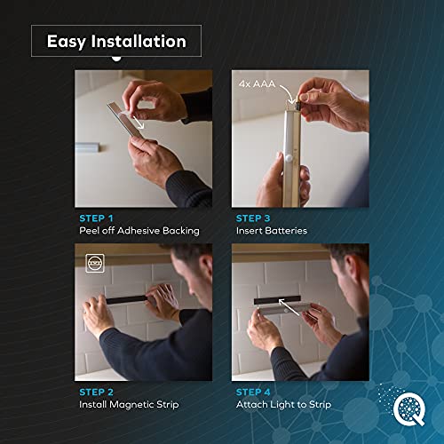 Qualitywatt Led Motion Sensor Light Indoor [3-Pack] – Battery Led Lights – Motion Sensor Closet Lights, Under Cabinet Lights, Night Light, Wall Light – 10 Bulbs Per Led Strip Light #TOP2