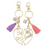 Claire’s Matching Gold Heart Tassel Best Friends Keychains for Girls, 2 Pack
