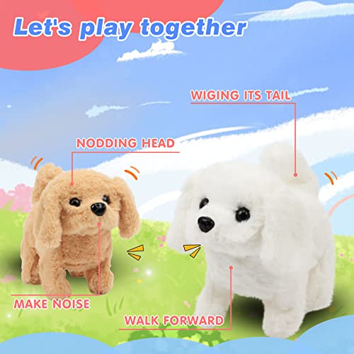 Hopearl Walking Dog Bichon Interactive Electronic Pet Plush Toy Puppy Woof and Moving Animated Nodding Head Gifts for Toddlers Birthday, White, 7'' by Hopearl - Used condition - Image 5