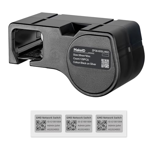 MakeID Allwetter-PET-Etikettenkassette für die Kennzeichnung von Komponenten und Geräten im Innen- und Außenbereich, Sicherheitskennzeichnung, Asset-Tracking, elektrische Etikettierung – für