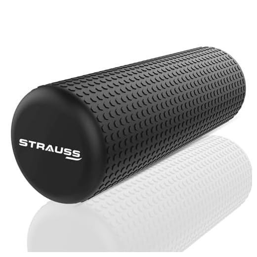 Strauss Yoga Foam Roller | Deep Tissue Massage Roller for Knee Exercise, Muscles Recovery & Physiotherapy | Home Gym Fitness Equipment for Full Body Relaxation and Flexibility | 45cm,(Black)