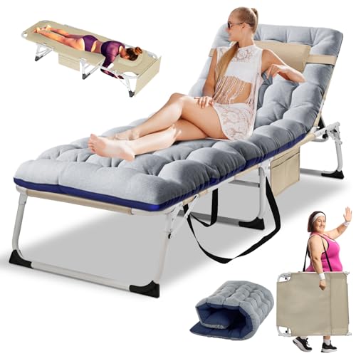 LILYPELLE Tanning Chair with Face Hole, Heavy Duty Outside Lounge Chair with Mattress, Folding...