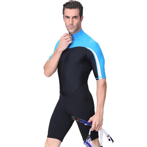 TOVCHEI Shorty Wetsuit for Men Short Sleeve Diving Suit One Piece Swimsuit for Snorkeling Surfing Swimming,Black b,M