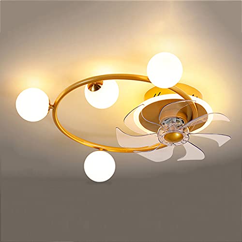 Ventilateur de plafond avec lumière LED 40W dimmable doré 55cm pour chambre
