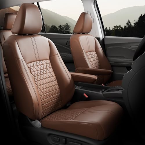 FREESOO Custom for Pilot Seat Covers EX-L,Sport,Touring 2016 2017 2018 2019 2020 2021 2022-8 Seats - Leather Car Seat Covers for Honda Pilot 2016-2022 Full Set 3 Rows
