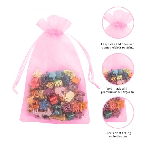 Image of 100PCS Organza Bags, 4x6 inches (10x15cm) Small Mesh Bags Drawstring, Jewelry Gift Pouches for Wedding, Party, Festival, Bathroom Soaps (Multicolor)