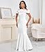 Cololura Sexy Floor-Length Off Shoulder Ruffles Stringy Selvedge Mermaid Bodycon Party Evening Maxi Dress White