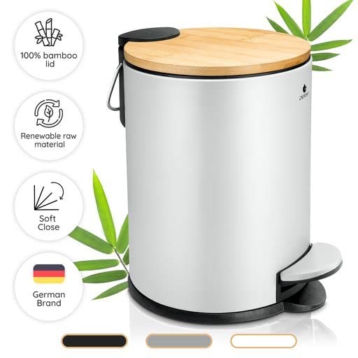 Exitoso Mini Trash Can with Lid - 3L/0.8Gal - Small Trash Can with Lid for Bathroom - White Bathroom Trash Can - Stainless Steel White Garbage Can with a Lid - Small White Trash Can with Lid Waste Bin