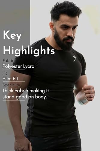 Image of Round Neck Half Sleeves Gym Workout Solid Sports and Gym T-Shirt for Men