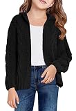 PiePieBuy Girls Boys Hooded Open Front Sweater Long Sleeve Cable Knit Cardigan Fall Winter Hoodies C