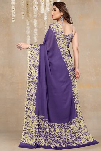 Image of MIRCHI FASHION Women Saree Abstract Print Chiffon | Breathable Lightweight Casual Sari for Regular Use and Office with Unstitched Blouse (Available in 25 Colors)