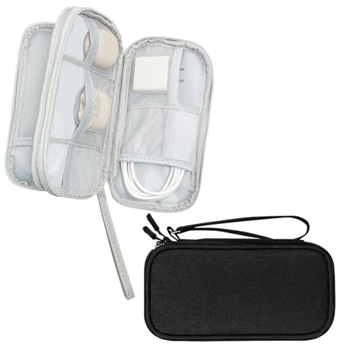 Xpieoyrm 2 Stück Kabeltasche Zubehörtasche, Elektronikzubehör Organizer, Tragbare Kabelorganizer, Reisekabel Doppelschicht Reise Elektronik Zubehör Tasche für Handy, Ladekabel, Powerbank