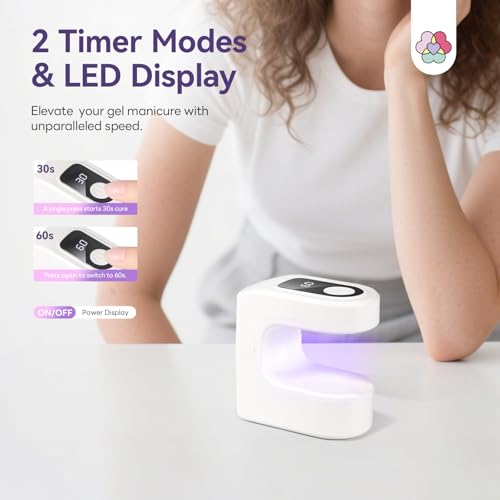 Image of SAVILAND Essentials Mini UV Nail Lamp: 10S Rechargable Flash Cure Lamp U V Light for Gel Polish Nail U V Light LED Display 2 Timers Nail Light Portable Gel Nail Flash Cure Light Nail Dryer Manicure