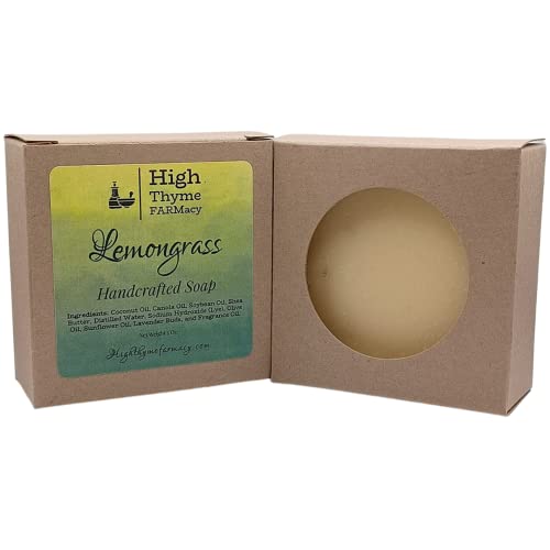 High Thyme Farmacy Lemongrass Soap - 5 Ounce Bar Handcrafted Soap With Natural Lemon Oil & Real Lemongrass - Natural Lye Soap - Lemon Hand Soap - Non-Toxic Hand Soap #TOP4