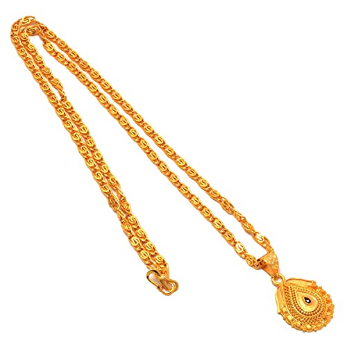 Jewarhaat Indian K Gold Plated Locket/Pendant With Link Chain Fashion Jewelry Daily Use For Men, Women & Girls, Boys #TOP1