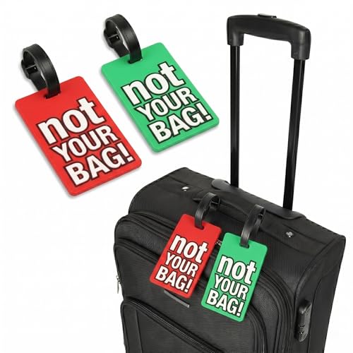 Image of Kraptick Luggage Tags for Travel - Strong & Stylish Bag Identification Tags for Suitcase Lightweight Name Tag for Bags Travel ID Labels for Suitcase, Backpack & School Bags (Pack of 2) (Red,Green)