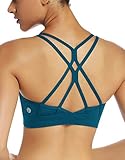 RUNNING GIRL Strappy Sports Bra for Women Sexy Crisscross Back Light Support Yoga Bra with Removable Cups (WX2310,Teal, M)