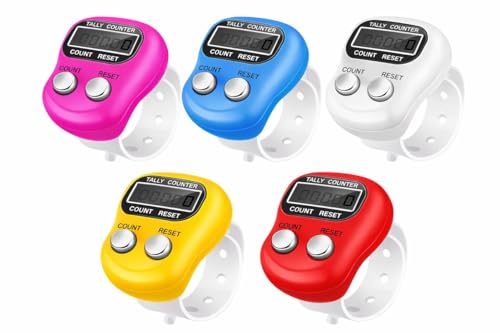 Image of 5 Pack - Digital Finger Counter with LCD Display & Adjustable Strap | Electronic Hand Tally Counter with Reset Button for Japa, Chanting, Meditation, Prayers, Sports, Golf, Knitting & Score Counting