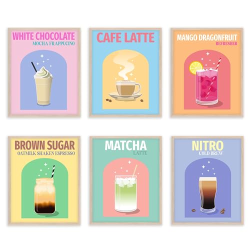 Jack Meets Kate Preppy Room Decor Aesthetic, Coffee Posters for Room Aesthetic, Coffee Bar Wall Decor Aesthetic, Apartment Decor, Dorm Decor, Trendy Wall Art, Unframed, 6 packs, 8”x10