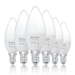 Aiwode 5.5W E14 LED Candle Bulbs,Natural White 4000K,Equivalent 40W Halogen Lampe,470LM RA80,180°Beam Angle,C37 Small…