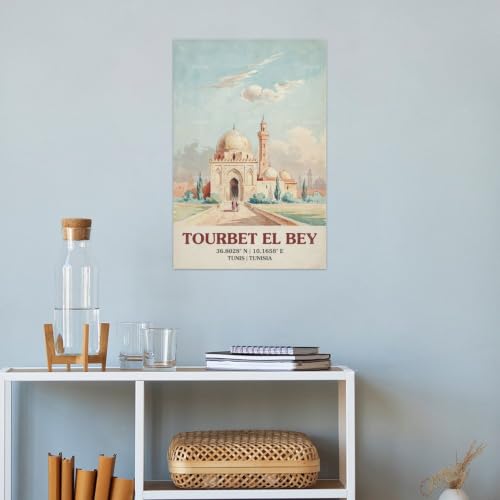 Tourbet El Bey Tunezja akwarela podróż plakat vintage sztuka ścienna 20 x 30 cm
