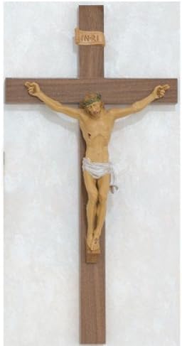 24" Walnut with Italian Corpus Crucifix Wall Cross. Perfect for Wedding Gifts, Confirmation, New Home, Rcia.