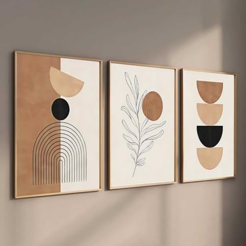 Image of HOTHOUSE Home Decor Boho Painting Decorative Wall Art poster With Frame For Living Room Bed Room Hotel Wall Decor Digital Reprint Set of 3 (13X17 inch)