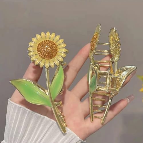 Image of SunFlower Hair Clutcher For Women | Stylish Hair Claws For Girls | Trendy Alloy Metal Clips | Premium & Fashionable Girls Hair Accessories | Suitable In Various Occasions | Pack Of 1