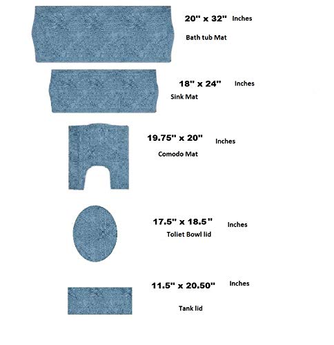 5-Piece Luxurious Ultra Soft Bath Rug Set. Bath Rugs, Tank Cover, lid Cover, Comodo Rug. (Red)