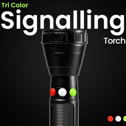 Image of TechPride Tri-Color Signal LED Torch with Type-C Charging | Red, Green & White LED Light Modes | Rechargeable Flashlight for Railway Signaling, Patrolling, Search & Rescue Operations